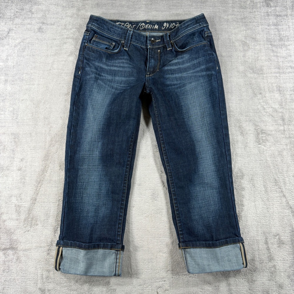 Esprit Denim Jeans Womens 29 Blue Dark Wash 94107 Capri Cuffed Y2K Indie Sleaze